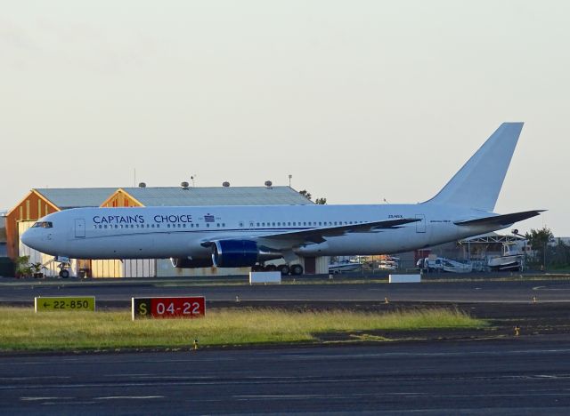 BOEING 767-200 (ZS-NEX) - Spotted Sept 10, 2016 at PPT airport. Round the world charter VIP configuration. First in database with Captain choice titles