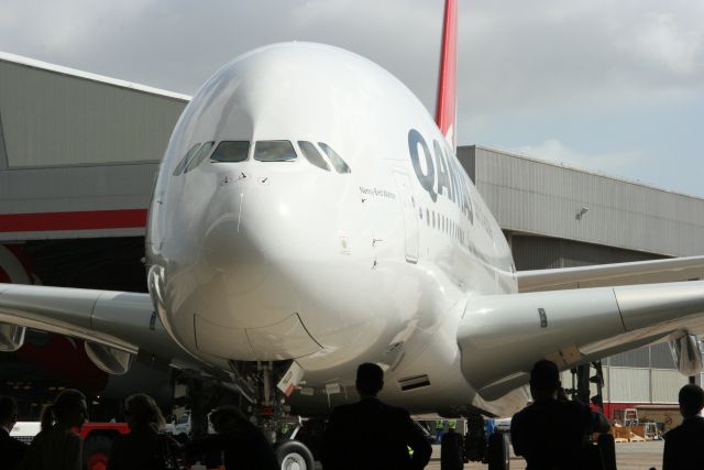 Airbus A380-800 (VH-OQA) - Qantas taking delivery of it,s first A380. Nancy-Bird Walton. 2008