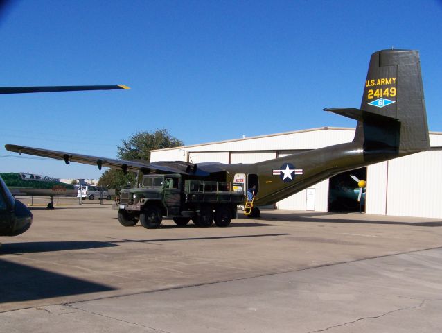 De Havilland Canada DHC-4 Caribou (N149HF) - The Cavanaugh Flight Museums CV-2 (DHC-4) Caribou.  This aircraft has 21 patched bullet holes in it from its service in Vietnam.