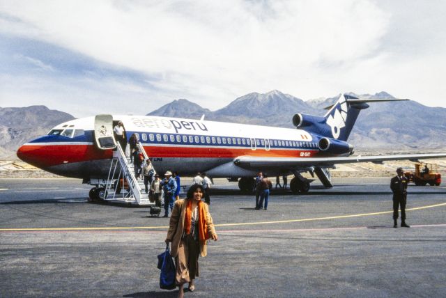 Boeing 727-100 (OB-1547) - Boeing 727-22 · Serial #: 19151. Scanned from an old slide of my dad. Cuzco, Peru. Probably in the 1980's. 