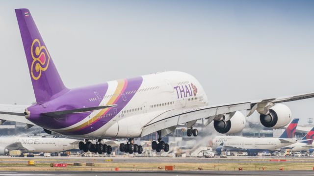 Airbus A380-800 (HS-TUA) - タイ国際航空 (Thai Airways International) / Airbus A380-841br /I photographed it in a Narita Sakuranoyama Park.br /Apr.09.2016 Narita International Airport [NRT/RJAA] JAPAN