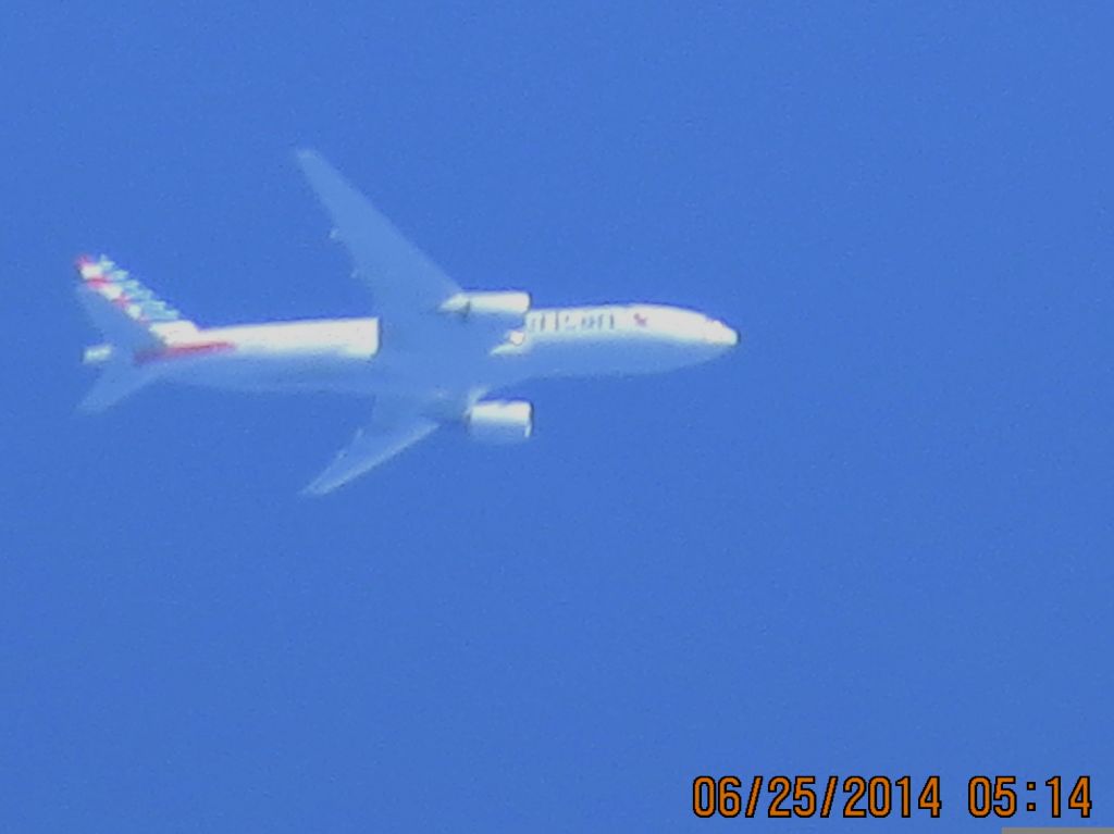 Boeing 777-200 (N787AL) - American flight 37 from Madrid to DFW over Baxter Springs Ks at 38,000 feet.
