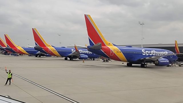 Boeing 737-700 (N934WN) - The Southwest lineup at the gates at Long Beach