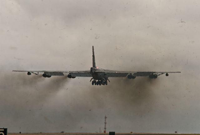 B52 — - The marks in this picture is the grass being blown by the jet blast.