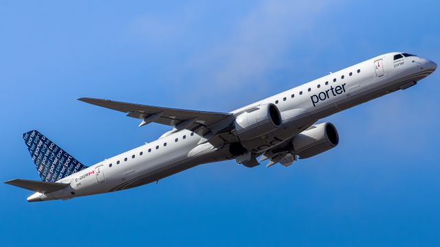 EMBRAER ERJ-190-400 (C-GKQW) - Porter Embraer E195-E2 lifting off from Runway 06L on Febuary 02, 2024. Inbound to Montreal.