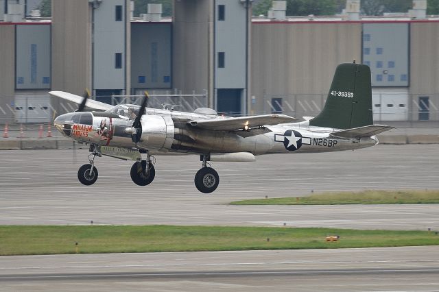 N26BP — - Million Airess. Owner of Million Air FBO company made quick refueling stop at IND on 06-01-24 enroute to Europe for 80th D-Day Anniversary Events. Weather sucked, but when you get an A-26 rolling in to town, you grab your camera and head to the airport. To my knowledge, first visit of an A-26 to IND, at least in the modern post WWII era.