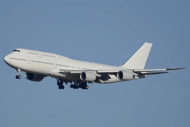 N5020K — - 747-8Z5 International N5020K arrived at Phoenix-Mesa Gateway Airport as Boeing Flight 440 at 4:29PM on October 14, 2011 after a 7-hour 12-minute flight that took it as far east as Indiana. It first flew on June 30, 2011. It will be delivered to Abu Dhabi Ameri Flight as A6-PFA. Its construction number is 37500.