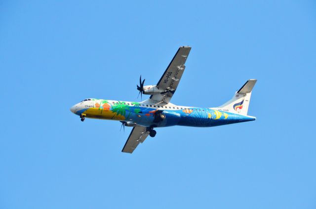 ATR ATR-72 (HS-PGG) - Bangkok Airways ATR 72 on approach path for landing at Suvarnabhumi Airport, Bangkok, Thailandbr /br /T. Mills January 17, 2015