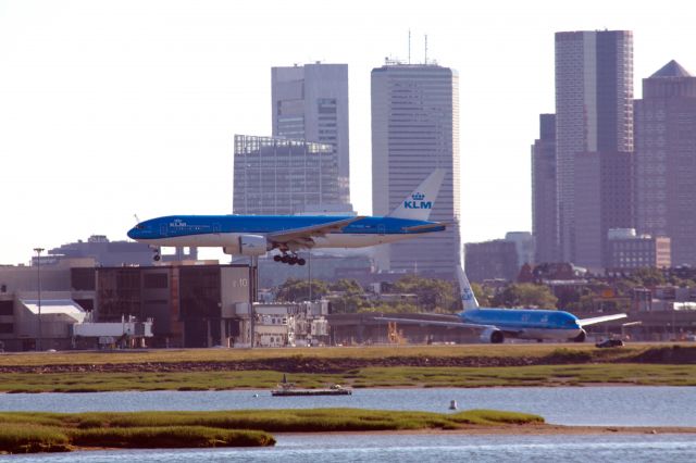 Boeing 777-200 (PH-BQE) - 2 KLM's are better than one :) PH-BQE arriving 15R while PH-BQO prepares to depart back to AMS on 6/17/20.