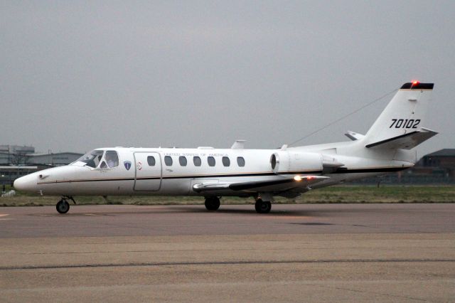 Cessna Citation V (9700102) - US Army Citation Ultra taxiing to Stand 456 on 26-Jan-22 arriving from ETOU.