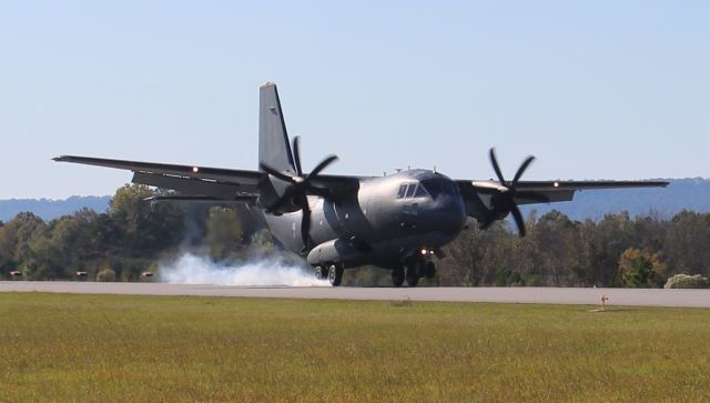 Alenia Spartan (C-27A) (1027025) - A US Army Alenia C-27J Spartan arriving NE Alabama Regional Airport, Gadsden, AL, via Runway 6 - November 2, 2019 - after dropping paratroops in a training exercise.