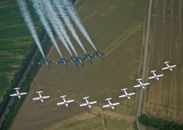 — — - Blue Angels and Snowbirds over EVV