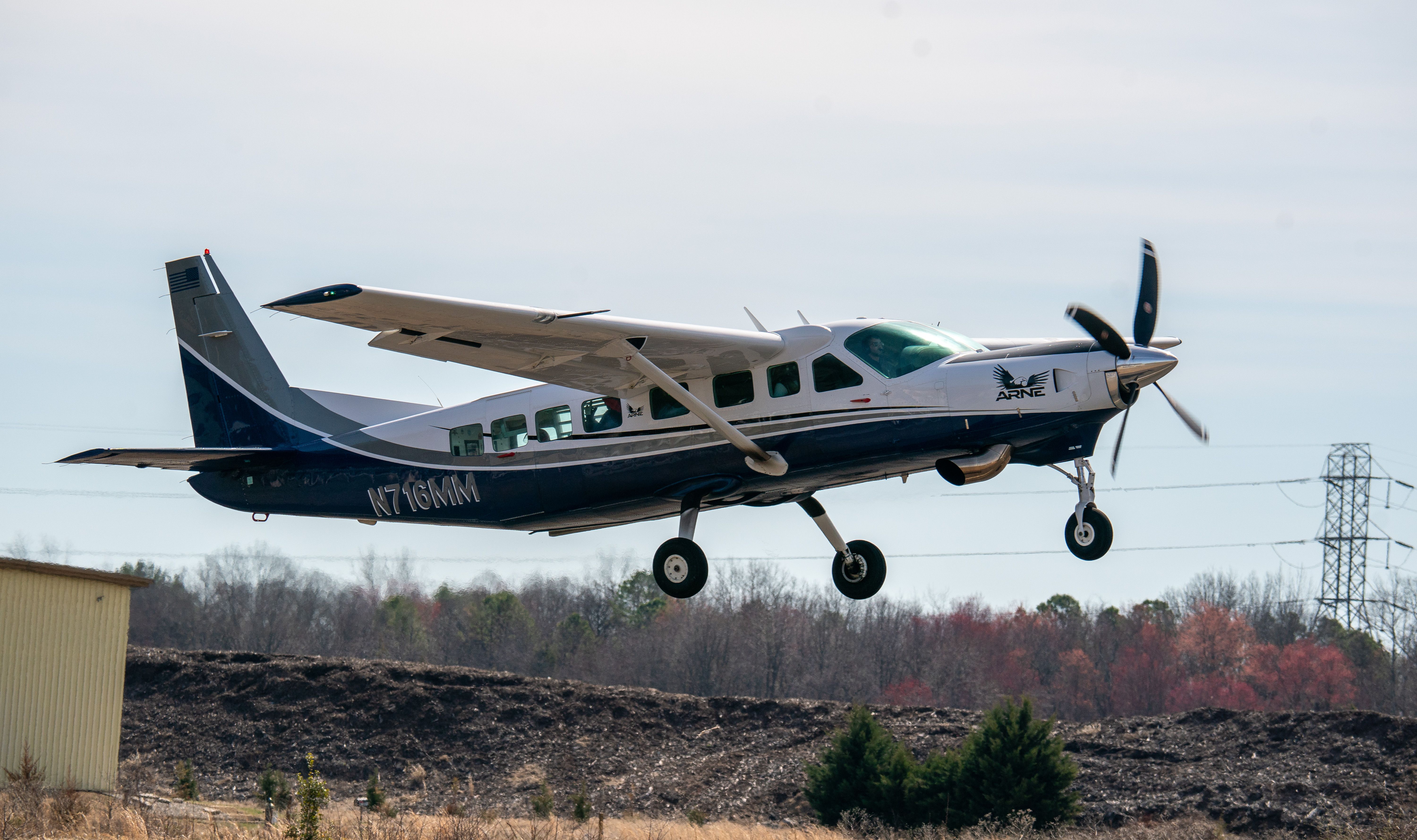 Cessna Caravan (N716MM) - Jump plane N716MM departs Cross Keys Airport with a load full of skydivers on a late winter day