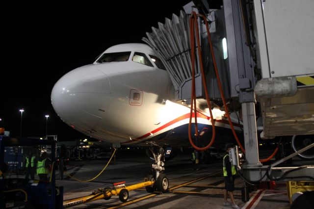 Airbus A321 (N152UW) - Granted ramp access, by SFO US / AA Management .. (Media credentialed) The last aircraft flight operation as US AIRWAYS, (SFO-PHL) US1939 waiting at Gate 45 for push back departure .. Runways 1L and 1R lay behind tail of aircraft near Terminal 1 