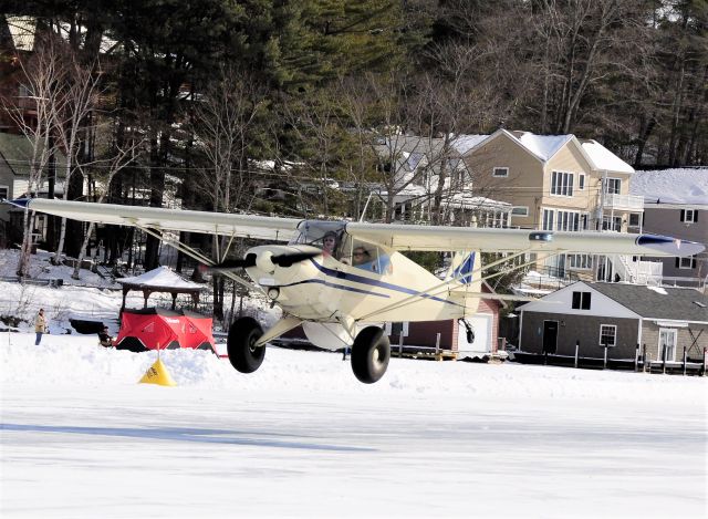 Piper PA-12 Super Cruiser (N713CM) - Alton Bay NH 02/13/21 Ice runway !