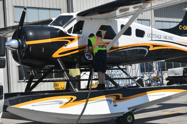 De Havilland Canada DHC-2 Mk1 Beaver (C-GBZE) - Refueling at the Island Airport base.