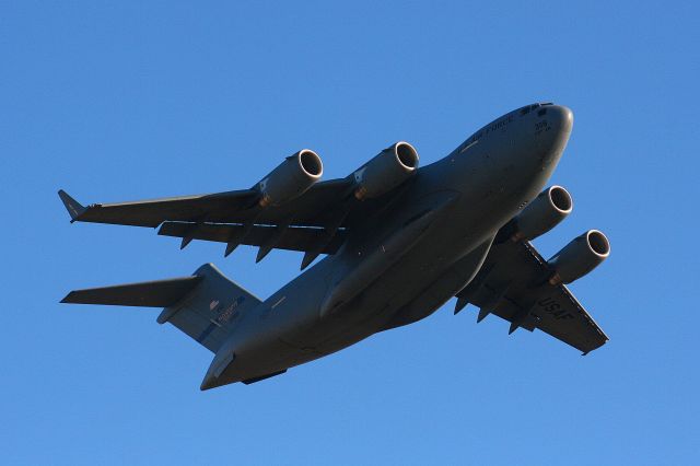 C17 — - A C-17 from the 172D Airlift Wing, Mississippi ANG departs runway 25 in support of the 188th FW.