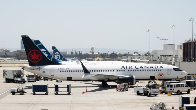 Boeing 737 MAX 8 (C-FSDB) - At the gate at LAX.