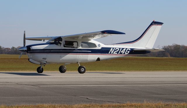 Cessna Centurion (N214G) - A Cessna 201L Centurion rolling down Runway 36 after landing at Pryor Field Regional Airport, Decatur, AL - December 14, 2016.