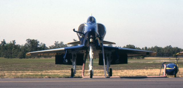 SINGAPORE TA-4 Super Skyhawk — - LAKEHURST NAVAL AIR STATION, LAKEHURST NEW JERSEY, USA-MAY 1981: Seen on the flight line prior to the start of the 1981 Open House and Air Show were the United States Navy's Blue Angels, flying the Douglas A-4F Skyhawk.