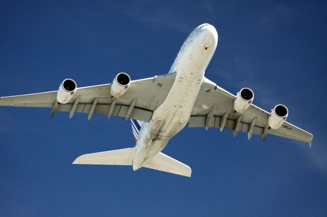 Airbus A380-800 (F-HPJF) - Departure to Paris (CDG) 04-27-2015  Passing over San Bruno, Ca at about 1000 