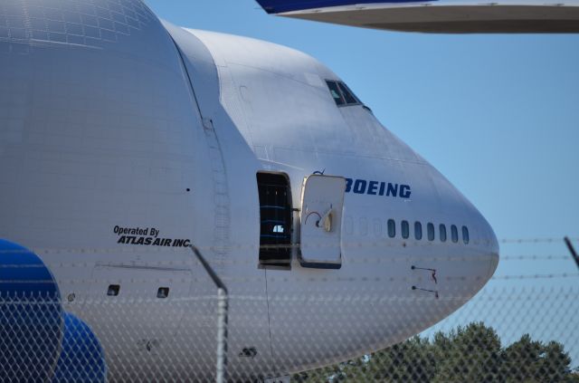 Boeing Dreamlifter (N718BA) - Boeing DreamLifter on the Tarmac of Griffiss International Airport during 3 week visit for servicing at Premier Aviation Services in September 2013