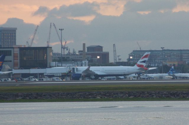 Airbus A350-1000 (G-XWBF) - This BA A350-1041 sits at the gate after arriving to BOS for the first time on 07/01/20 at sunset.