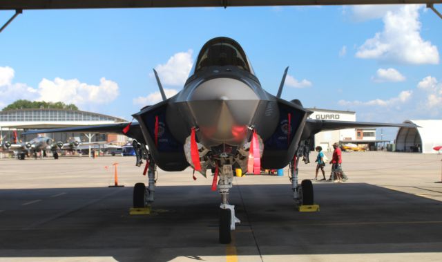 Lockheed F-35C (08748) - A Lockheed Martin F-35A Lightning II of the 58th Fighter Squadron "Gorillas" on the Alabama Air National Guard 187th Tactical Fighter Wing ramp at Dannelly Field, Montgomery Regional Airport, AL, during the 2018 Red Tails Over Montgomery Airshow rehearsals - September 7, 2018. 