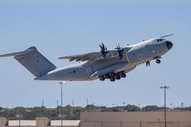 AIRBUS A-400M Atlas (MBB407) - RAF A400 departing Kelly Field after an overnight visit.