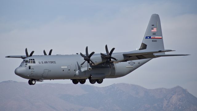 Lockheed C-130 Hercules (08-5683) - Lockheed Martin C-130J-30 "Super Hercules" assigned to the 317th Airlift Wing on arrival for Runway 17L at Colorado Springs