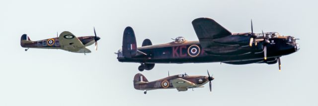 — — - Royal Air Force Battle of Britain Flight at Jersey Air Show Aug 8, 2016 - Lancaster, Spitfire and Hurricane