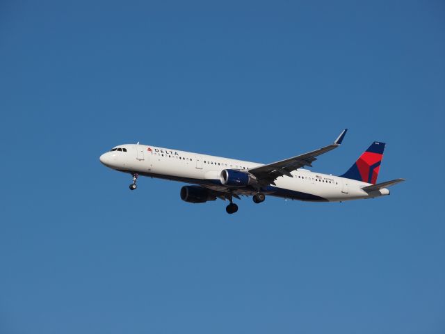 Airbus A321 (N318DX) - Delta N318DX, an Airbus A321-211, landing at KLAS, McCarran International Airport.