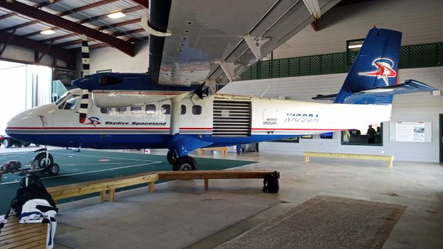 De Havilland Canada Twin Otter (N169BA) - In the hangar at Skydive Spaceland