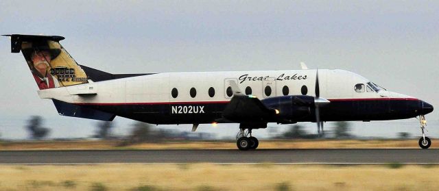 Beechcraft 1900 (N202UX) - The Mighty Beechcraft 1900 departing runway three-zero, Merced (KMCE)