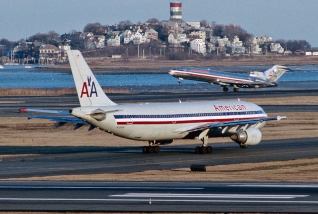 Airbus A300F4-600 (N7055A) - American movements at Boston, Dec 31st 1990.