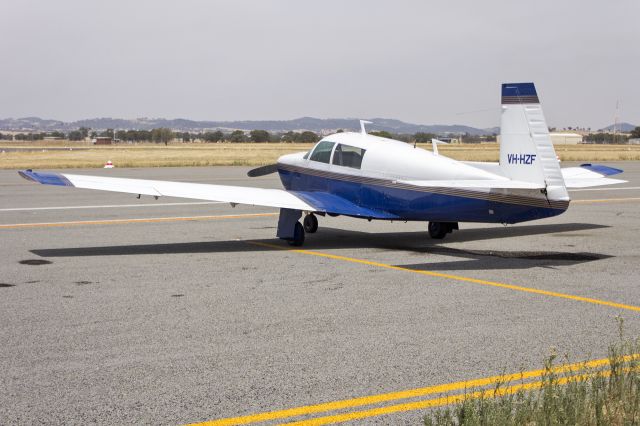 Mooney M-20 (VH-HZF) - Conflict Films Pty Ltd (VH-HZF) Mooney M20J parked on the tarmac at Wagga Wagga Airport.