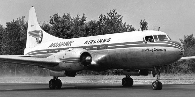 N1014C — - * Not my photo * * Not my photo * (I was only 7 years old when this was taken.)br /Flashback (Sixty-five years ago back to 1957) ~~br /Photo of Mohawk Airlines Convair 240, N1014C, "Air Chief Chemung," which was found by Mr. Larry Myers as he and others were cleaning out abandoned files (paperwork, newsletters, photos, etc.) from a building that had housed the HQ offices of Mohawk Airlines. Rather than send the pictures and newsletters to the landfill, Larry took possession and when no one wanted any of the items, Larry stored the items as memorabilia. Many years ago, when I shared some old pictures of Mohawk Airlines aircraft with him, he sent me two CD discs full of photos he had salvaged and scanned. He used to have a website, but I am not able to find it now, and the on-line link I used to have to connect with my photos on his site is no longer operational. Also, I am not able to contact him now, either. I do know he had been struggling with a very serious illness issue, and I now have great fear that he may not have regained his health. So, while earnestly praying that Larry is doing OK, I am sharing this photo from Larry Myers's Mohawk Airlines Memorabilia Collection. It is easy to understand why Larry was anxious to preserve the photos and newsletter items, and my sincere Thanks to him for doing so. Because of his foresight, this historic photo was not destroyed.br /** NOTE: Before posting this photo, I conducted a lengthy web search to see if this photo appears anywhere else. I found nothing, so I believe this is the first posting of this picture.br /Thank you, Larry Myers.