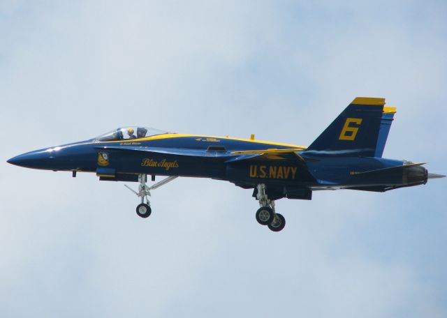 McDonnell Douglas FA-18 Hornet (16-3093) - Landing at Barksdale Air Force Base, Louisiana. Not sure why but he was up flying without any of the other Blue Angels the day before the Defenders of Liberty Airshow.