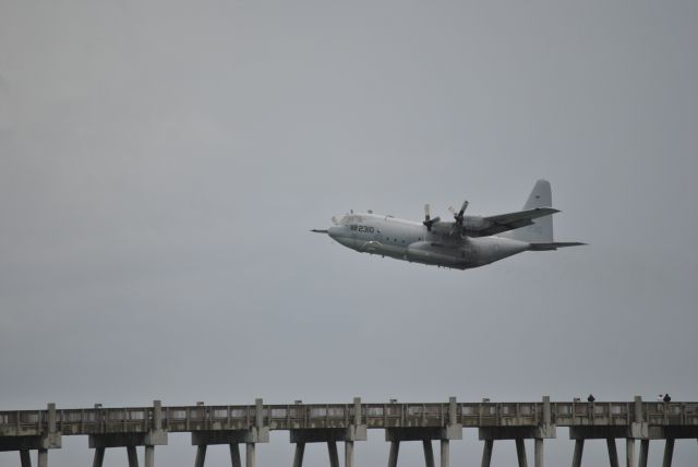 Lockheed C-130 Hercules — - Grey C-130 being used for the Blue Angles demo while the normal "Fat Albert" is out for a paint job. Pensacola Beach 2012