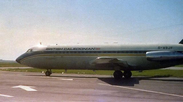 British Aerospace BAC-111 One-Eleven (G-ASJF) - British Caledonian Airways - BAC 111-201AC (G-ASJF) taxiing for "take off" at NCL. Possible destination AMS, CPH or GLA. (Image taken from old photo. Photo circa 1974)