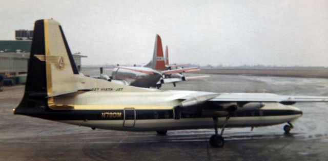 FAIRCHILD HILLER FH-227 (N7801M) - This scan of a very, VERY old Kodak 620 film picture (the second picture of a two picture set) shows a Mohawk Airlines Fairchild Hiller FH-227 propjet (N7801M), named "Albany," as it is taxiing away from Gate 11 at Greater Buffalo International (now Buffalo Niagara International ... KBUF).  This photo is the companion photo to the one I posted yesterday that shows this same aircraft from another angle.br /Those are two American Airlines L188 Electras in the background.