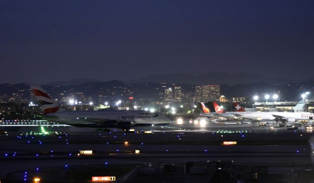 Airbus A380-800 (G-XLEF) - Taxiing to gate at LAX