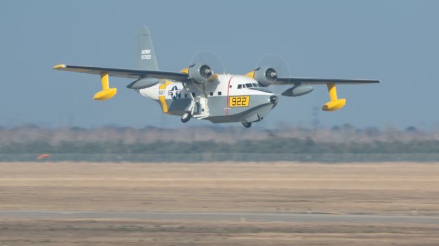 Grumman HU-16 Albatross (N693S) - HU16D Albatross does a low approach and retracts its gear over RWY17R at KEFD on 17 January 2023