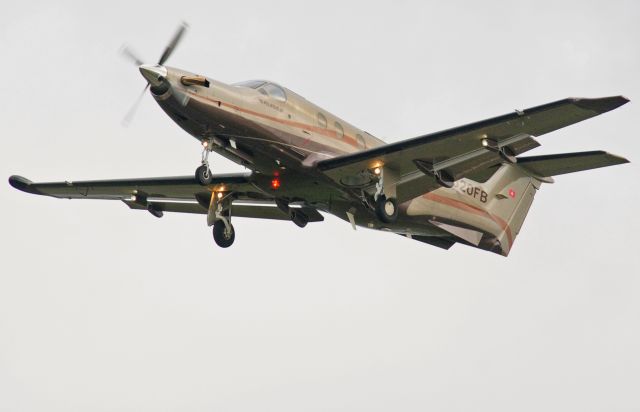 Pilatus PC-12 (N620FB) - N620FB departs runway three-zero, Merced Regional Airport.