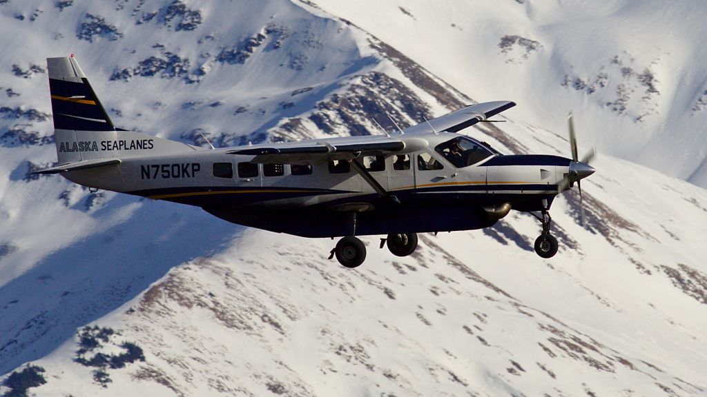 Cessna Caravan (N750KP) - Walking the dog in the Mendenhall Wetlands.  N750KP landing at JNU.