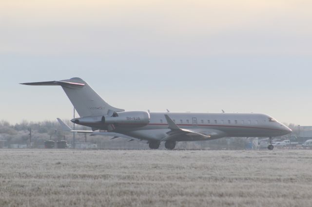 Bombardier Global Express (9H-VJA) - A VistaJet Bombardier Global 6000 slowing down after landing at Stansted Airport.br /br /Location: Belmer Road, Stansted.br /Date: 11.12.22 (dd/mm/yy).