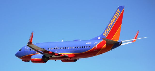 Boeing 737-700 (N551WN) - Departing runway 25 on April 3, 2017 for Tampa.