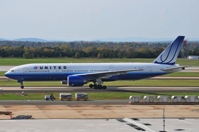Boeing 777-200 (N772UA) - Seen at KIAD on 10/11/2010.