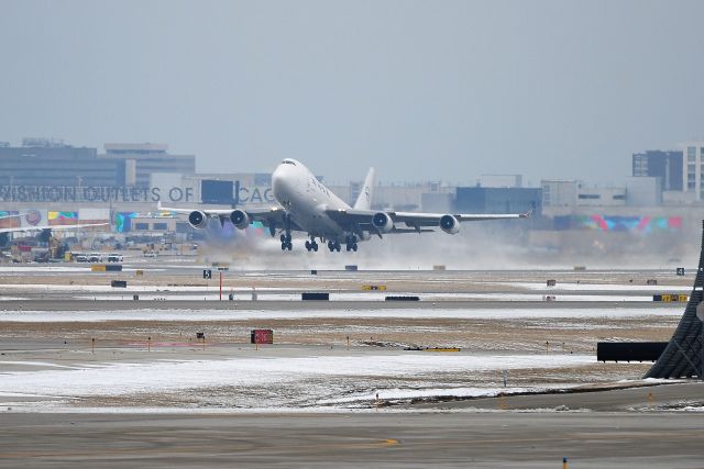 Boeing 747-400 (N903AR) - Dusting off the runway on its way to Halifax.