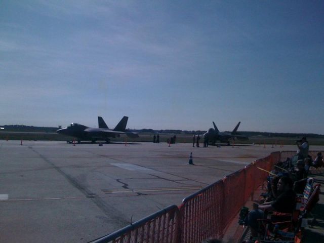 Lockheed F-22 Raptor — - F-22 Raptors preparing for their demonstration during the Joint Services Open House 2011 on Andrews Air Force Base.